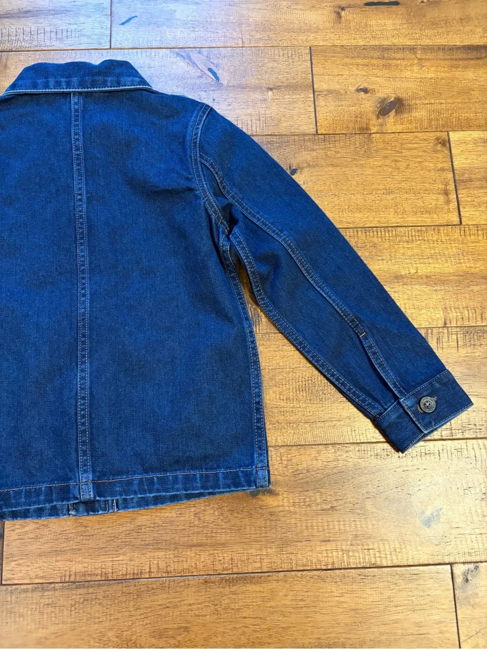 Janie And Jack Denim Chore Jacket Boys Sz 5-6 YO 100% Cotton Dark Wash Fall Coat
